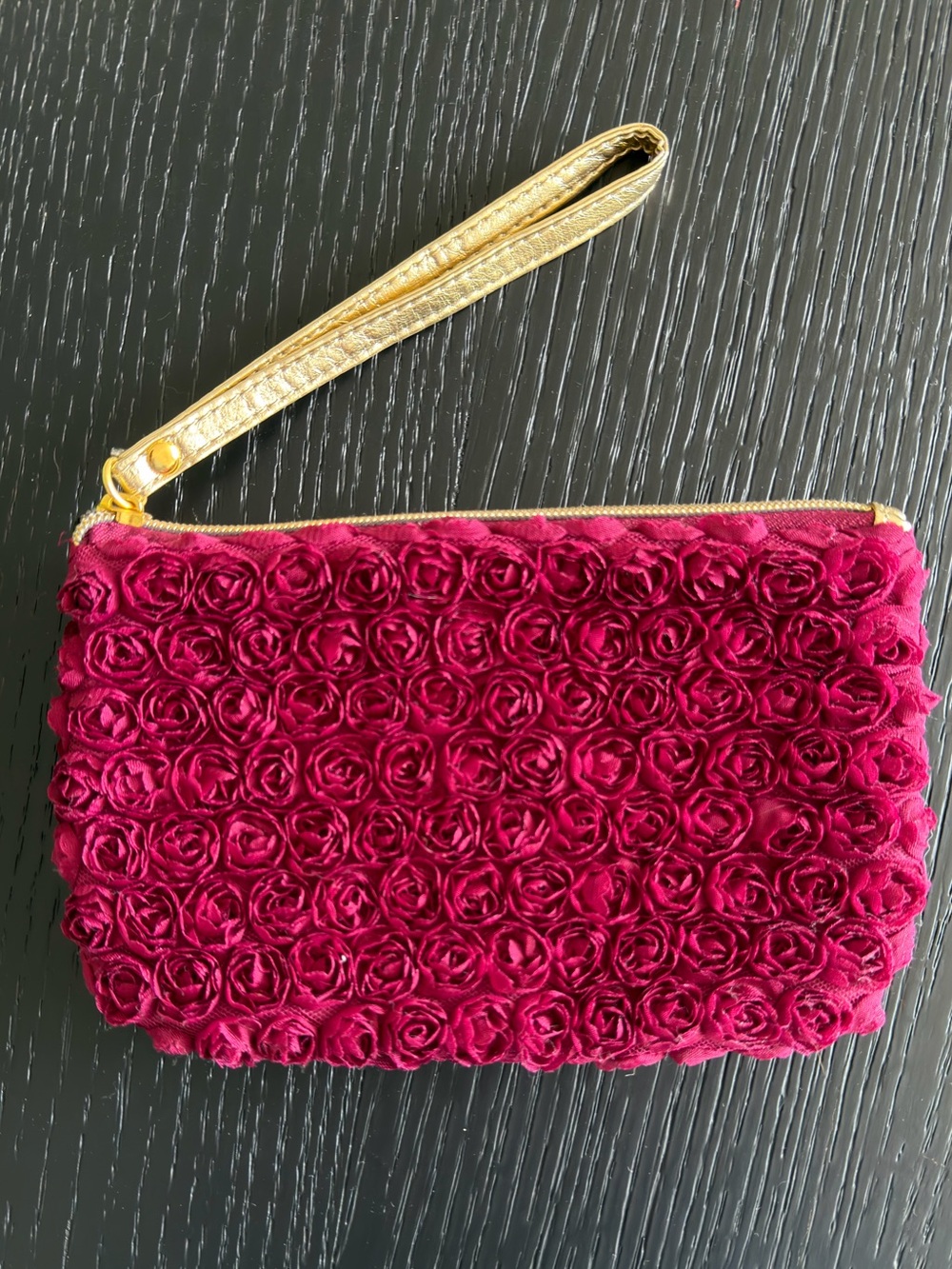 Neiman Marcus Pink Rose Textured Wristlet Clutch/Pouch